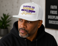Snapback Hat White — "There Is Power in the Name of Jesus" Embroidered Flat Bill