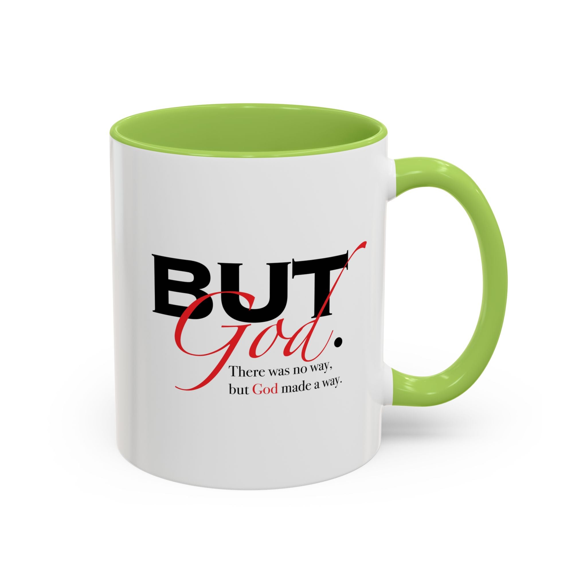Coffee Mug — "But God." Inspirational Religious Left Handed Mug (11/15oz)