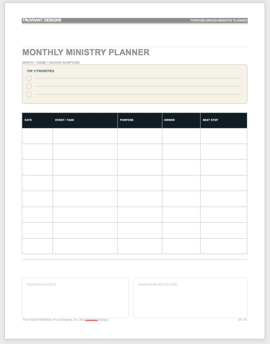 The Purpose-Driven Ministry Planner