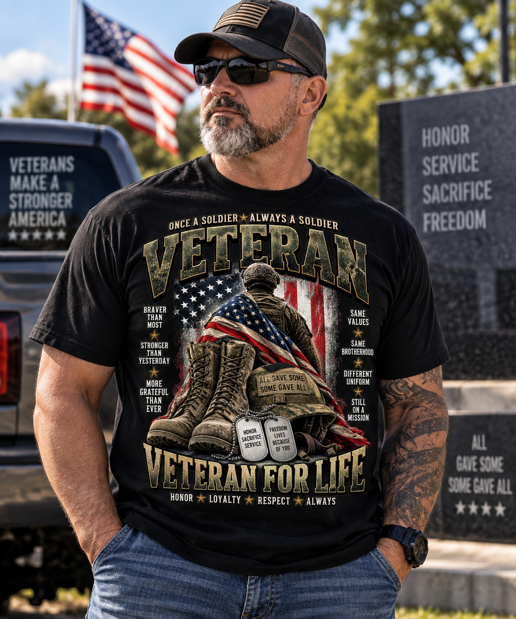 Veteran for Life™ Patriotic Military Tribute Graphic Tee
