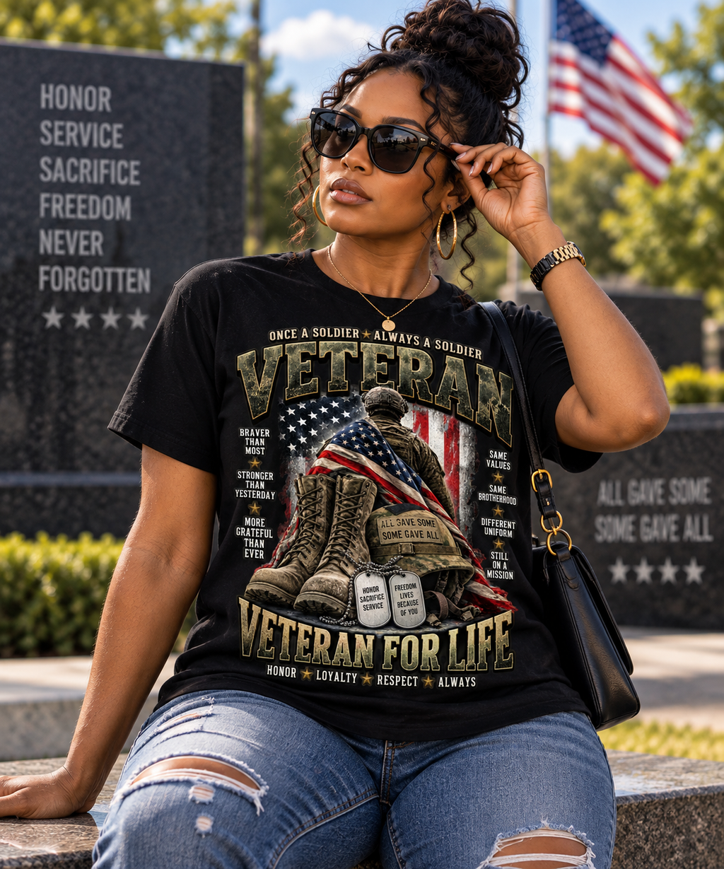 Veteran for Life™ Patriotic Military Tribute Graphic Tee